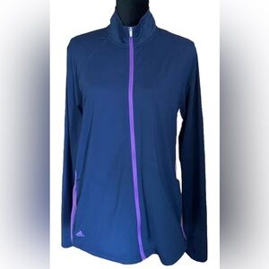 Adidas Purple Navy Blue Full Zip Thin Longsleeve Sweatshirt Size XL